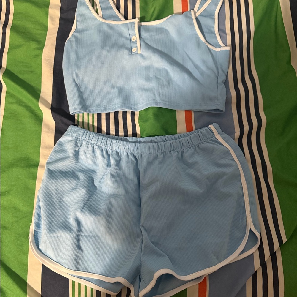 Cheibear Light Blue Sleepwear Set